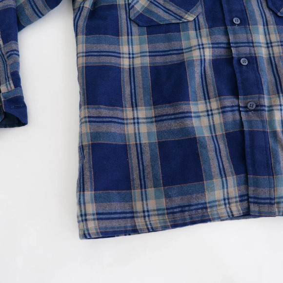 Vintage 90S Oakton Ltd Blue And Cream Plaid Button Up Outdoor Shacket Large - Picture 7 of 11